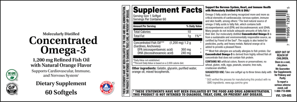 CONCENTRATED OMEGA-3 60 SOFTGELS