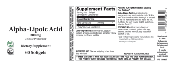 ALPHA LIPOIC ACID 300MG 60 SOFTGELS