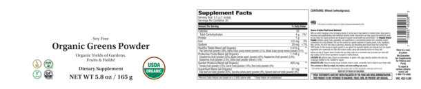 ORGANIC GREENS DRINK PWD  5.8 OZ