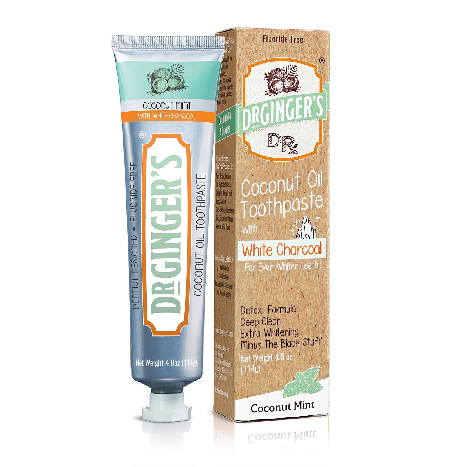 COCONUT OIL TOOTHPASTE WHITE CHARCOAL 4.0 OZ