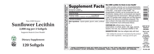 SUNFLOWER LECITHIN 120 SOFTGEL