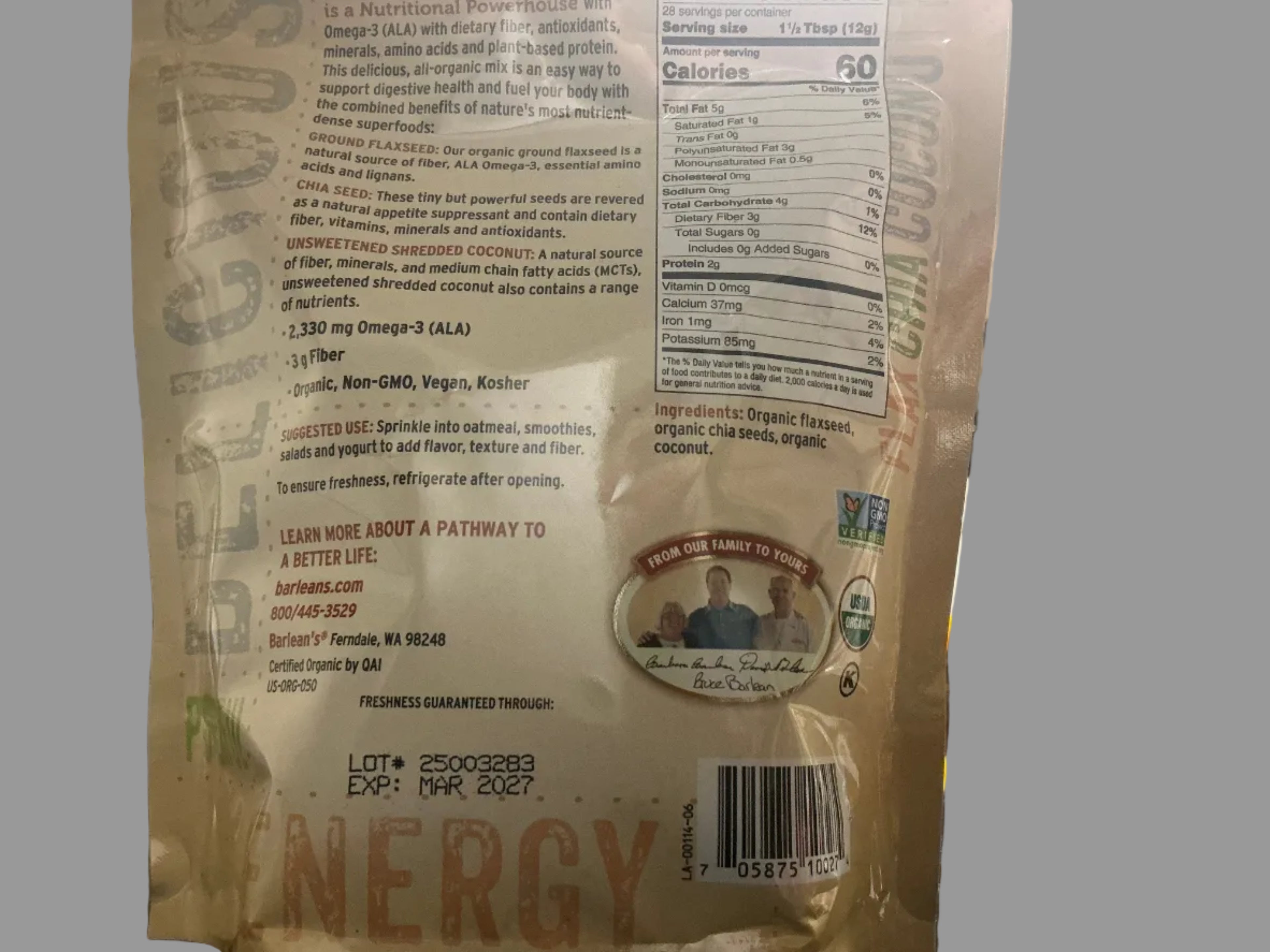 FLAX CHIA COCONUT 12 OZ