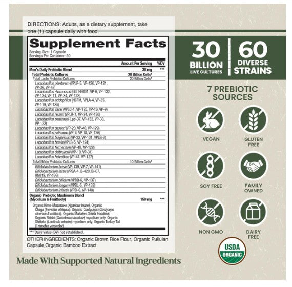 FLORA MEN’S DAILY PRE+PROBIOTIC 30 C