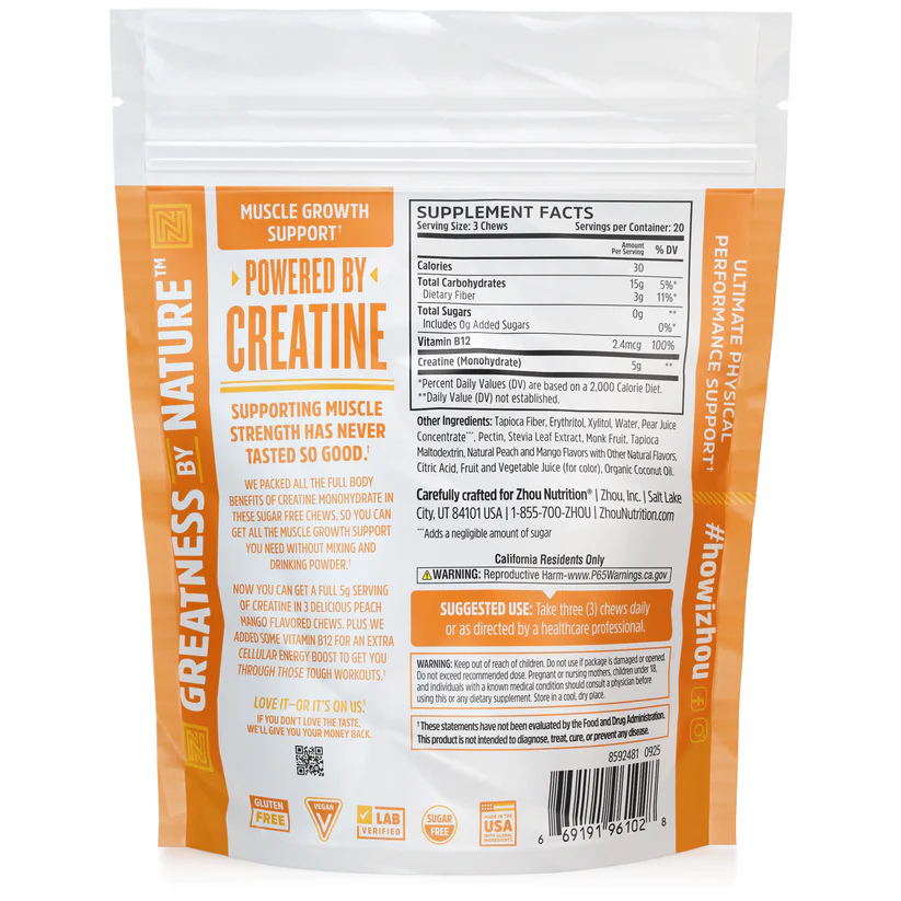 CREATINE PEACH MANGO 60 CHEWS