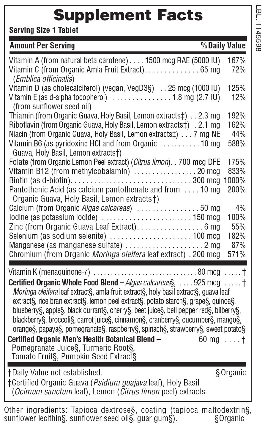 MEN’S ONCE DAILY MULTI ORGANIC 30 T