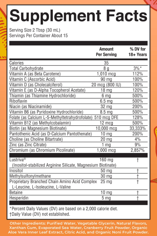 LIQUID MORNING MULTIVITAMIN +HAIR GROWTH 15.22 FL OZ PEACH MANGO