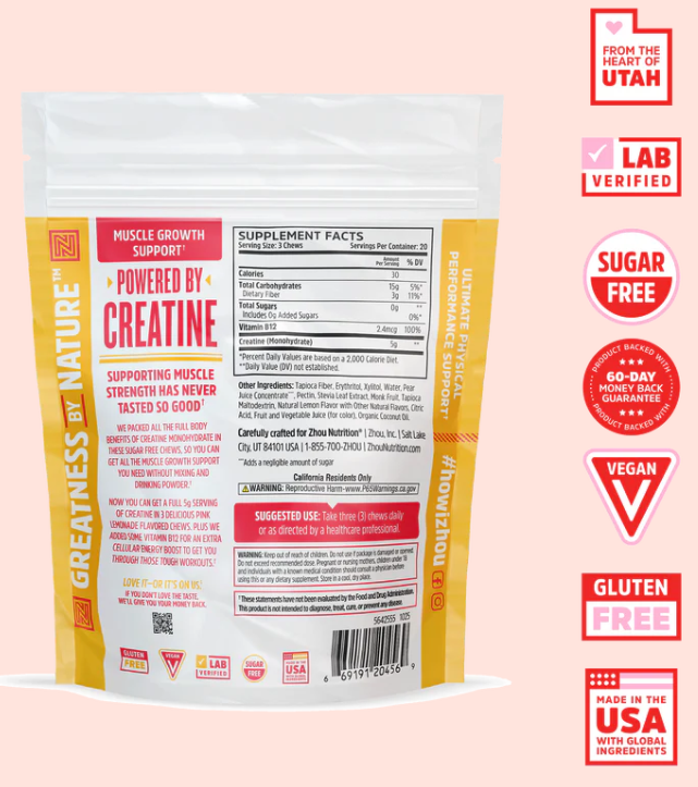 CREATINE PINK LEMONADE 60 CHEWS