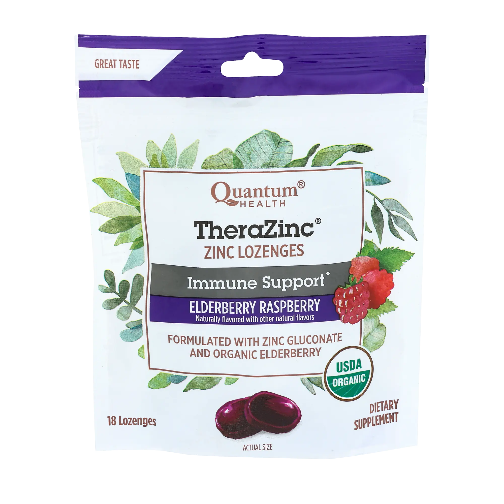 THERAZINC ZINC LOZENGES ELDERBERRY RASPBERRY 18L