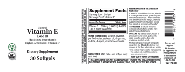 VITAMIN E 1000 IU 30 SG