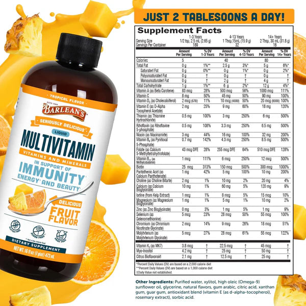 SERIOUSLY DELICIOUS LIQUID MULTIVITAMIN 16 OZ FRUIT FLAVOR