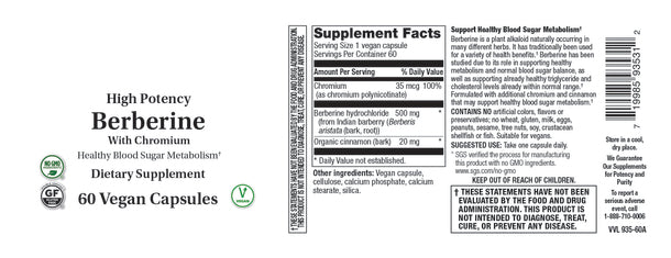 BERBERINE WITH CHROMIUM 500 MG 60 C